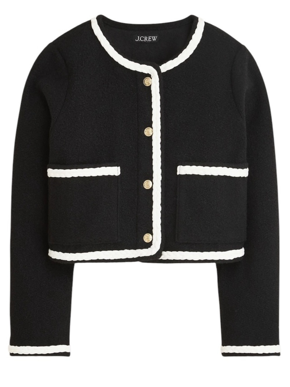 J. Crew Cropped Boucle Yarn Lady Jacket Black White CF434 NWT Size 3X